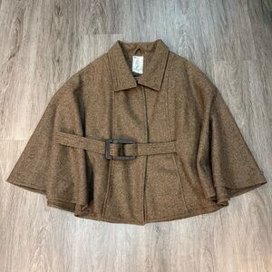 Ecola Wool Cape Sleeve Coat Cloak XS